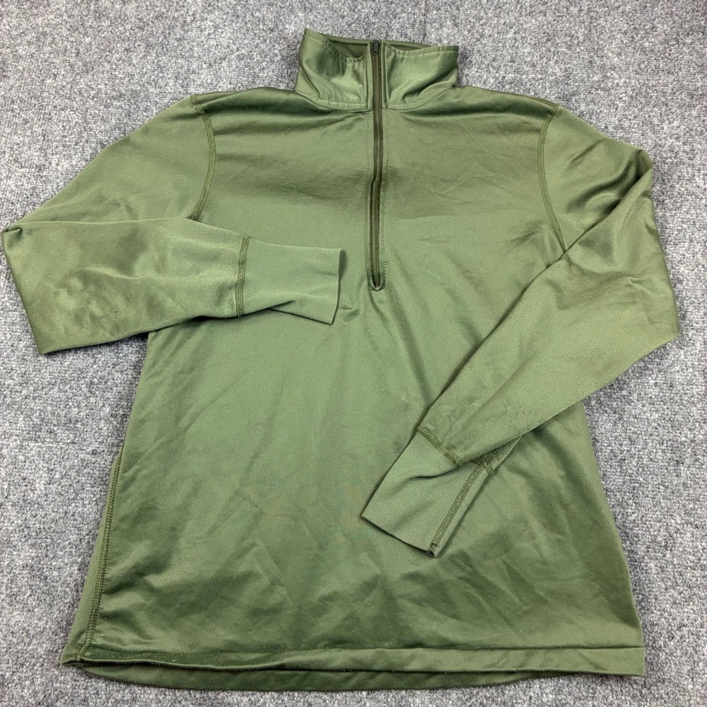 US Military Heat Retentive Moisture‎ Resistant Quarter Zip Shirt Green Medium